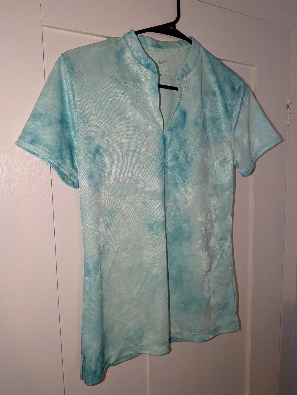 Nike Women's Light Blue Tie-Dye Short Sleeve Tee